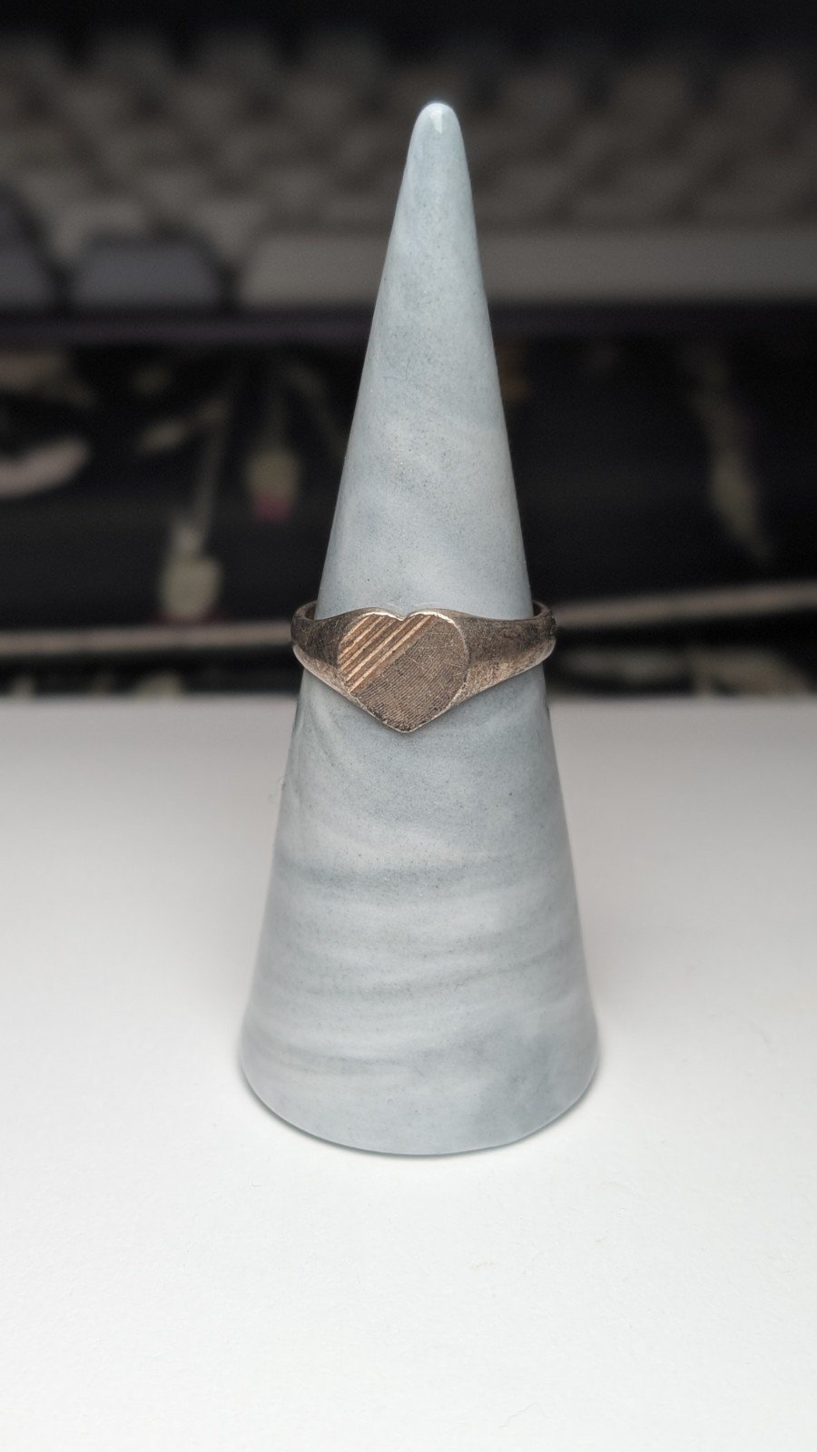 Vintage Sterling Silver 1975 Made In London Heart Signet Ring | Size O | 925