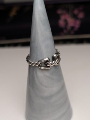 Vintage Sterling Silver Rope Chain Style Ring | Size K 1/2 | 925 Silver