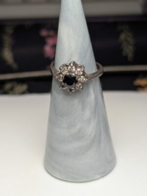 Vintage Sterling Silver 1994 Sapphire Cluster Ring | Size L | 925 Silver