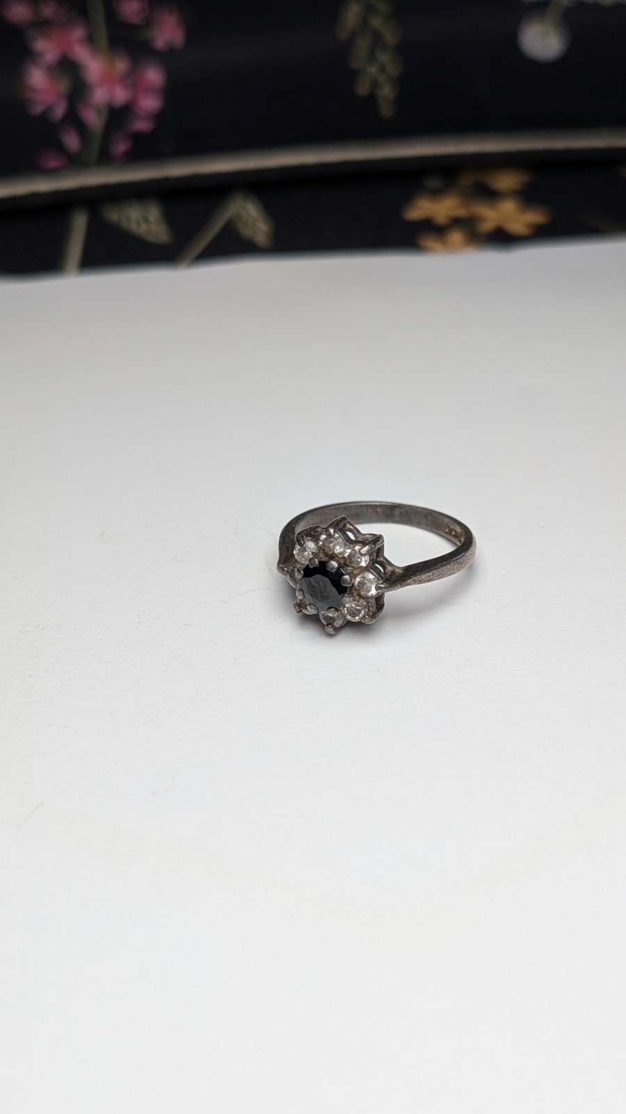 Vintage Sterling Silver 1994 Sapphire Cluster Ring | Size L | 925 Silver - Image 2