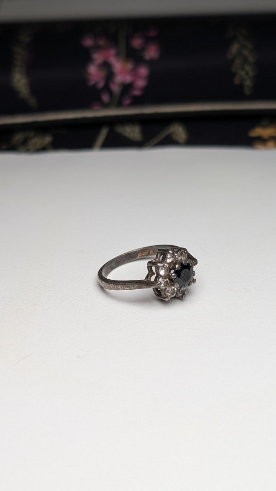 Vintage Sterling Silver 1994 Sapphire Cluster Ring | Size L | 925 Silver - Image 3