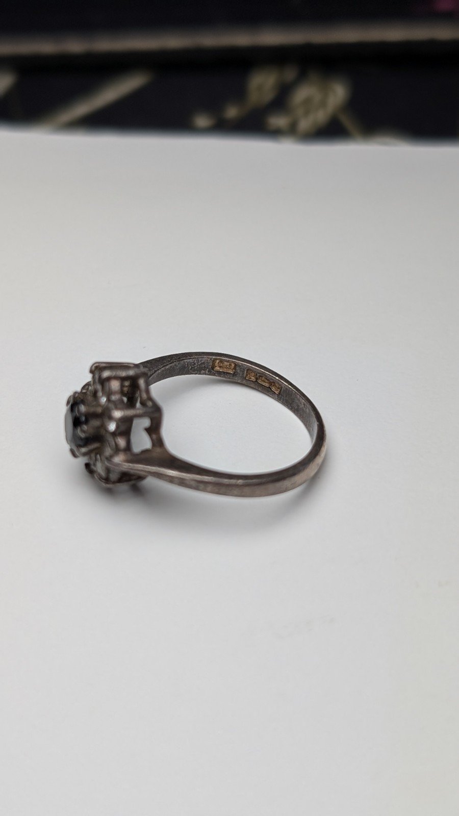 Vintage Sterling Silver 1994 Sapphire Cluster Ring | Size L | 925 Silver - Image 4