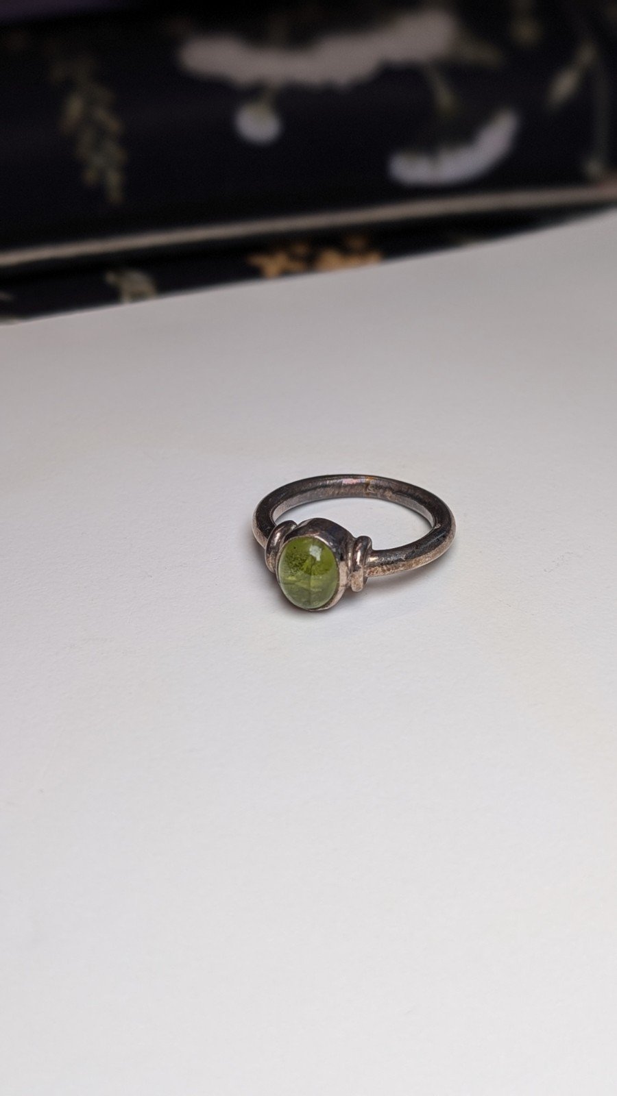 Vintage Sterling Silver Green Peridot Gemstone Ring | Size Q | 925 Silver