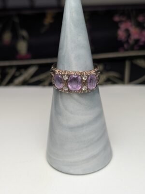 Vintage Sterling Silver 1977 Purple Amethyst Ring | Size N | 925 Silver