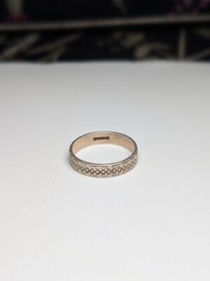 Vintage Sterling Silver 1980 Textured Band Ring | Size L | 925 Silver