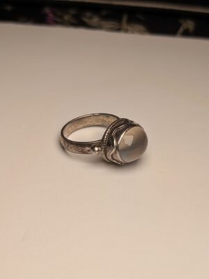 Vintage Sterling Silver Clear/Grey Cat’s Eye Quartz Ring | Size N | 925 Silver