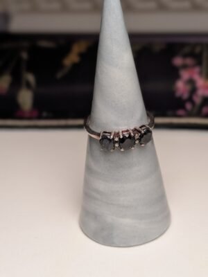 Vintage Sterling Silver Deep Blue Gemstone Trilogy Ring | Size P 1/2 | 925