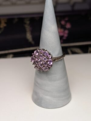 Vintage Sterling Silver Amethyst Cluster Ring | Size P 1/2 | 925 Silver