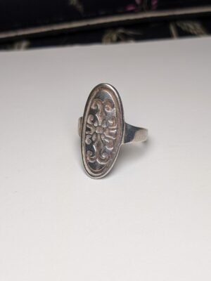 Vintage Sterling Silver Shield Ring | Size P 1/2 | 925 Silver