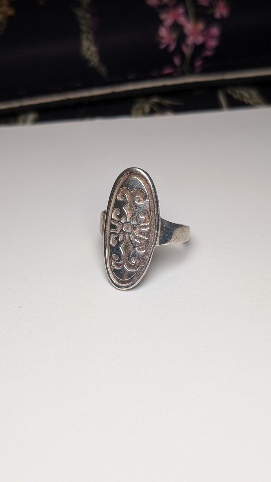 Vintage Sterling Silver Shield Ring | Size P 1/2 | 925 Silver
