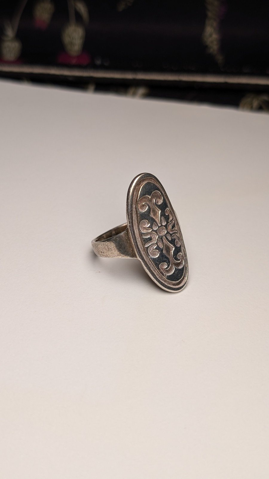 Vintage Sterling Silver Shield Ring | Size P 1/2 | 925 Silver - Image 4