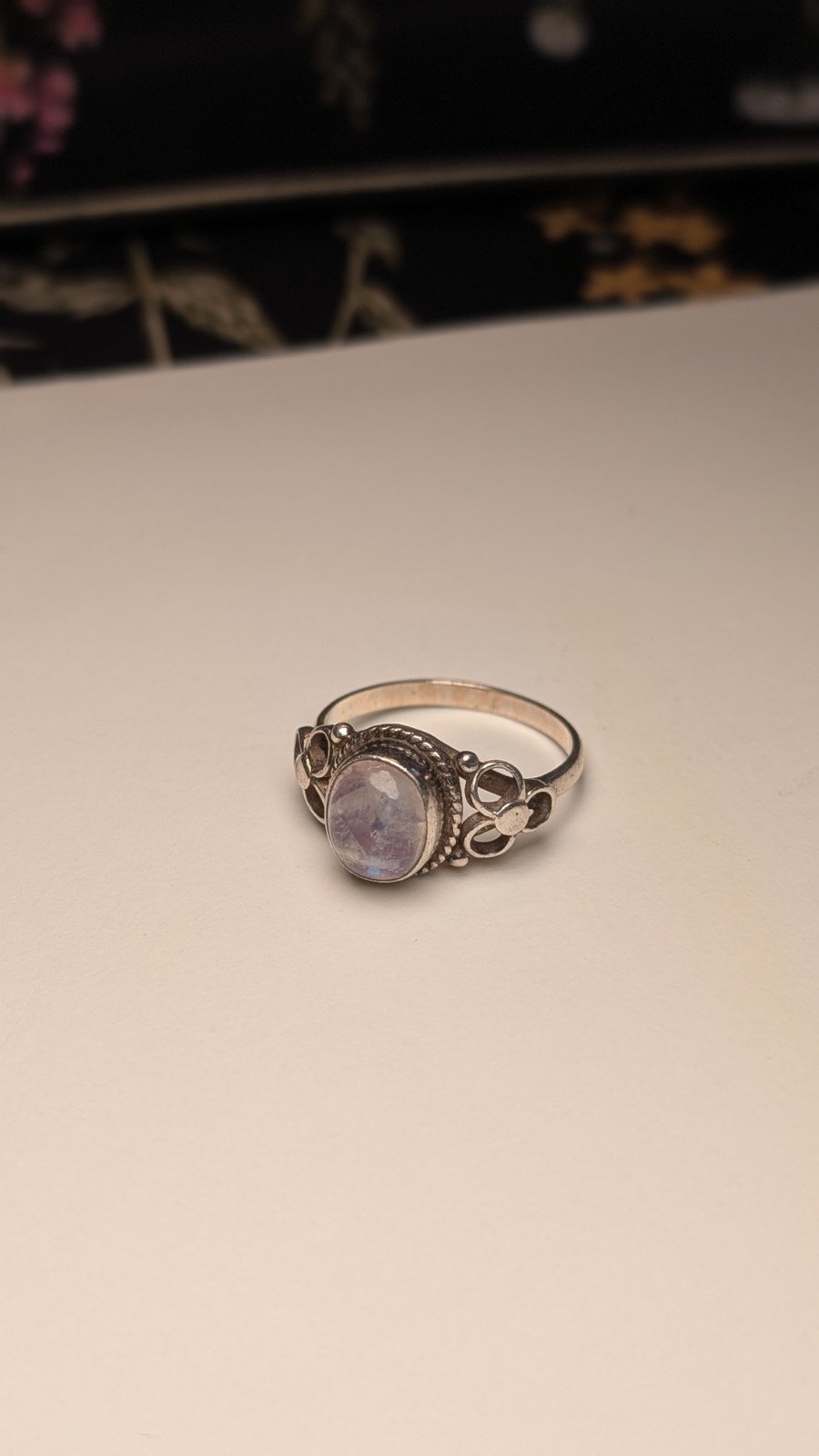 Vintage Sterling Silver Moonstone Ring | Size S | 925 Silver