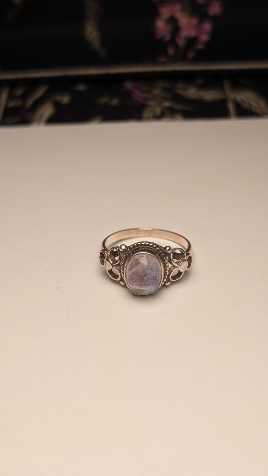 Vintage Sterling Silver Moonstone Ring | Size S | 925 Silver - Image 3