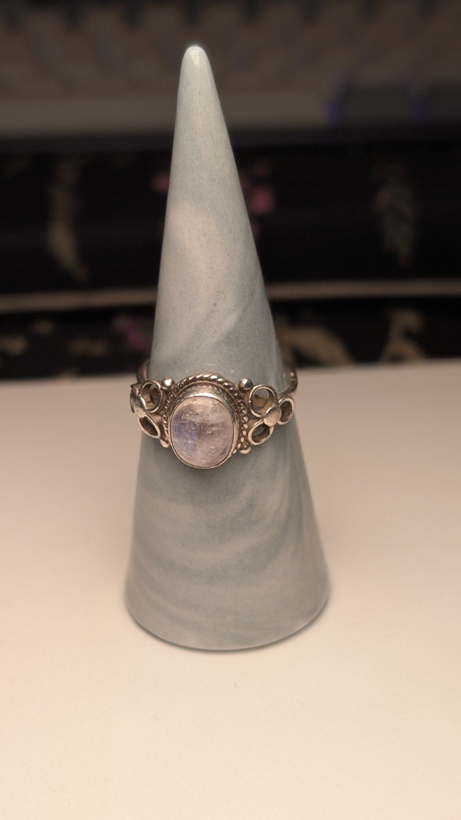Vintage Sterling Silver Moonstone Ring | Size S | 925 Silver - Image 5
