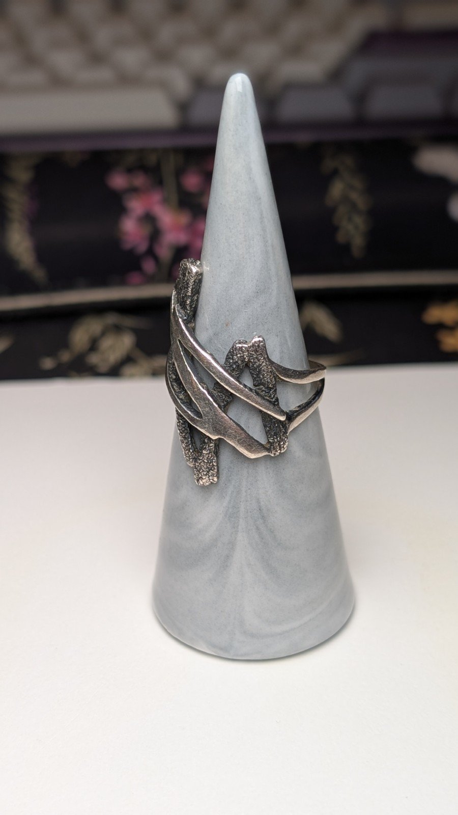 Vintage Sterling Silver Brutalist Ring | Size Q | 925 Silver