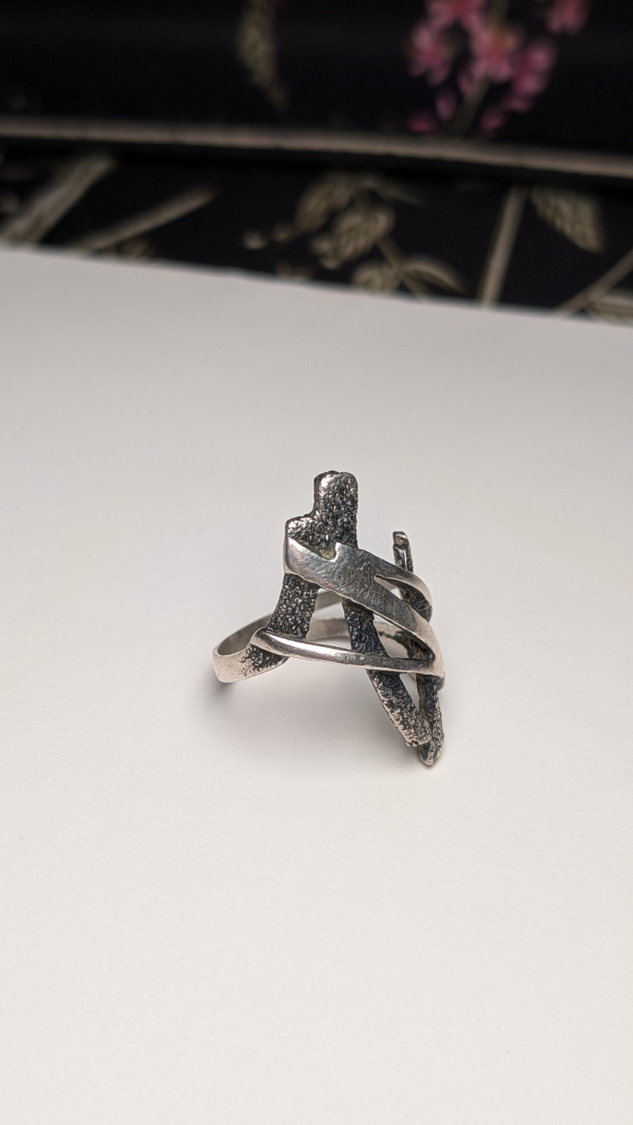 Vintage Sterling Silver Brutalist Ring | Size Q | 925 Silver - Image 4