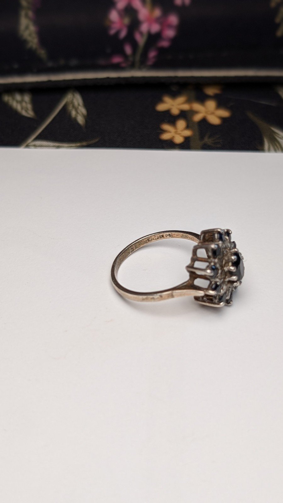 Vintage Sterling Silver 1984 Sapphire Cluster Ring | Size S | 925 Silver - Image 6