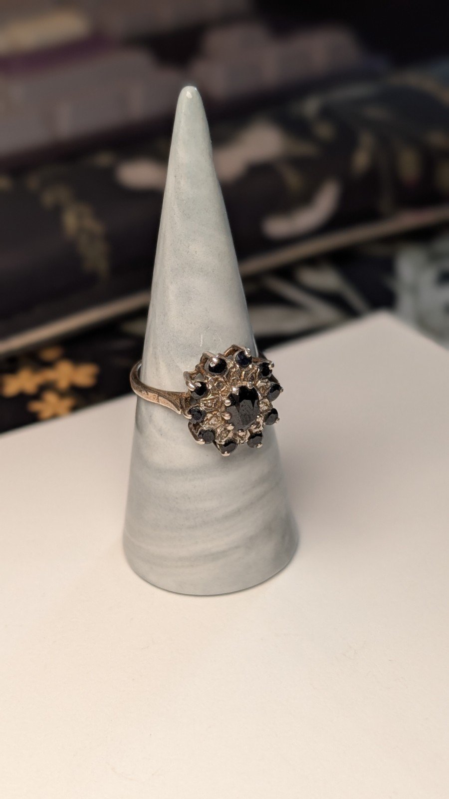 Vintage Sterling Silver 1984 Sapphire Cluster Ring | Size S | 925 Silver - Image 7