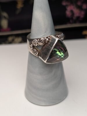 Vintage Sterling Silver Sajen Mystic Topaz Ring | Size P ( Resizable See Desc)