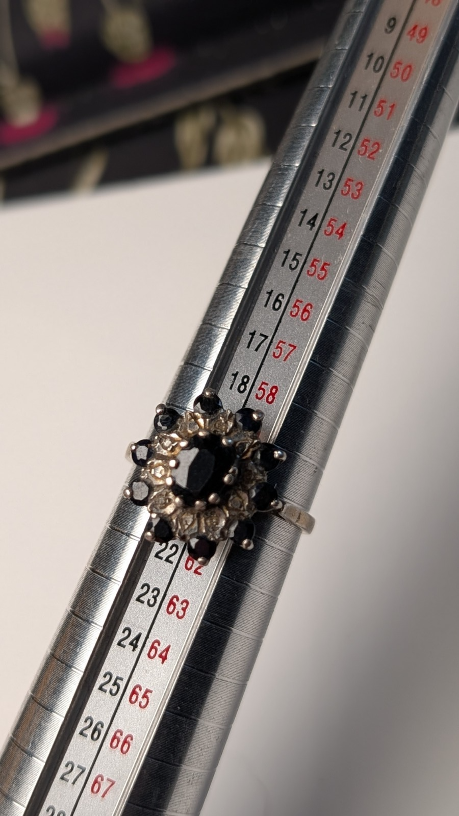 Vintage Sterling Silver 1984 Sapphire Cluster Ring | Size S | 925 Silver - Image 9