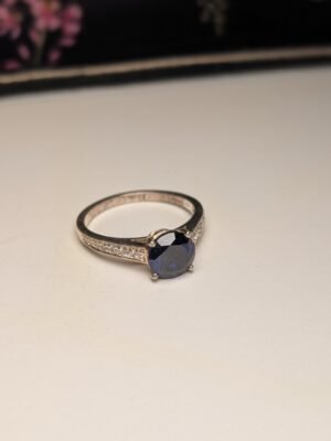 Vintage Sterling Silver Blue DQCZ Ring | Size S 1/2 | 925 Silver