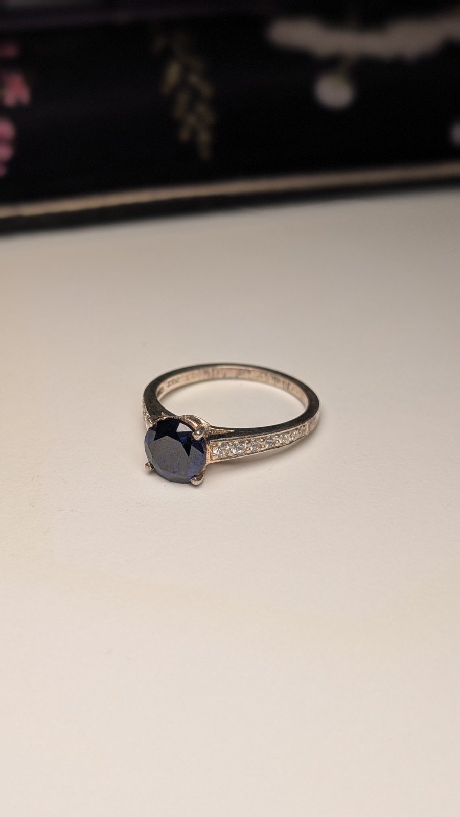 Vintage Sterling Silver Blue DQCZ Ring | Size S 1/2 | 925 Silver - Image 2