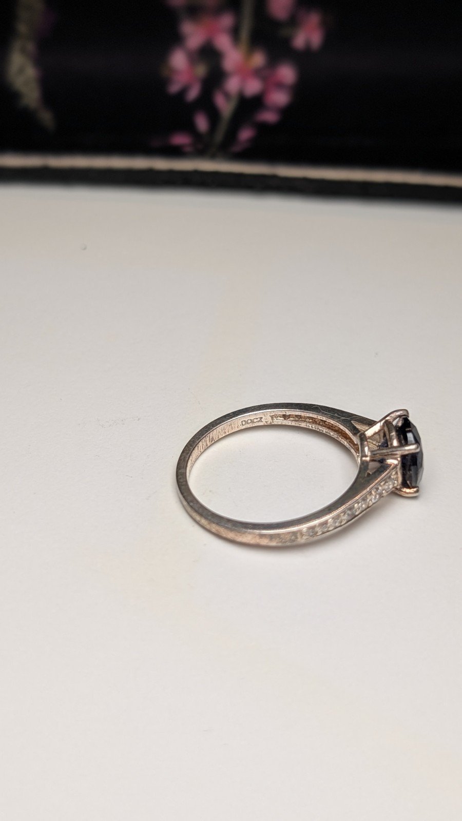 Vintage Sterling Silver Blue DQCZ Ring | Size S 1/2 | 925 Silver - Image 4