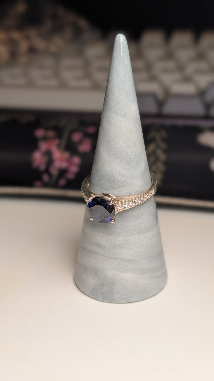 Vintage Sterling Silver Blue DQCZ Ring | Size S 1/2 | 925 Silver - Image 6