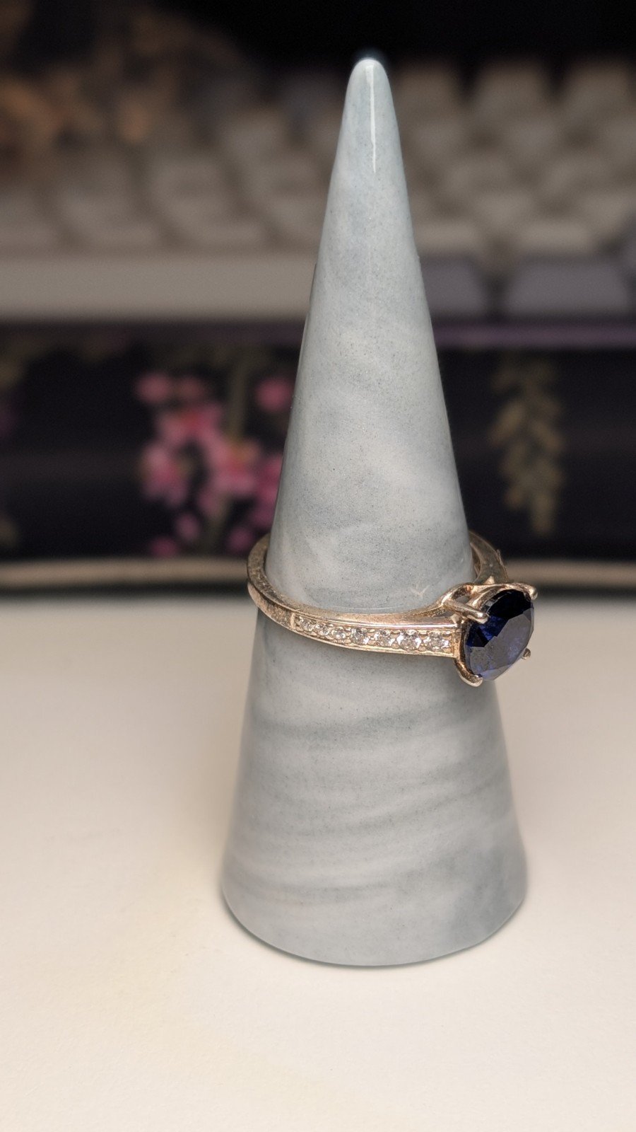 Vintage Sterling Silver Blue DQCZ Ring | Size S 1/2 | 925 Silver - Image 7