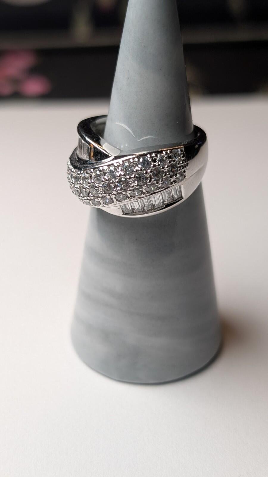 Vintage Sterling Silver DQCZ 3 Row Crossover Ring | Size N | 925 Silver