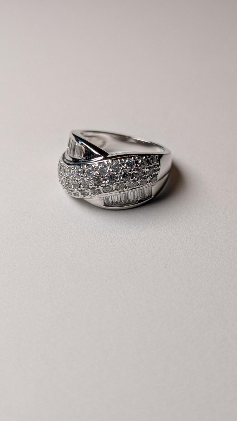 Vintage Sterling Silver DQCZ 3 Row Crossover Ring | Size N | 925 Silver - Image 5