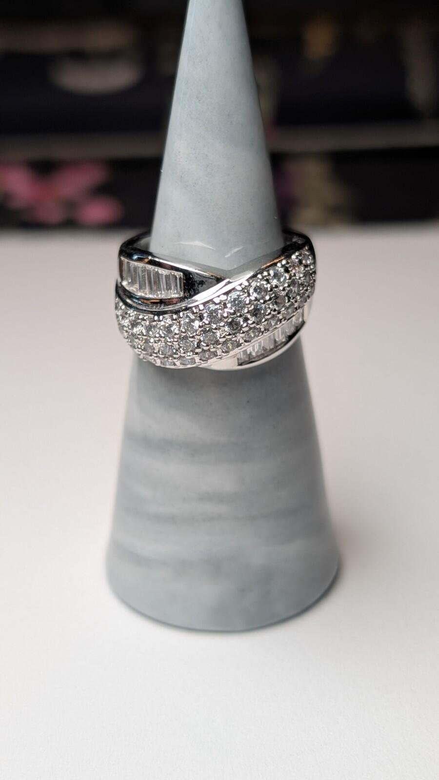 Vintage Sterling Silver DQCZ 3 Row Crossover Ring | Size N | 925 Silver - Image 8
