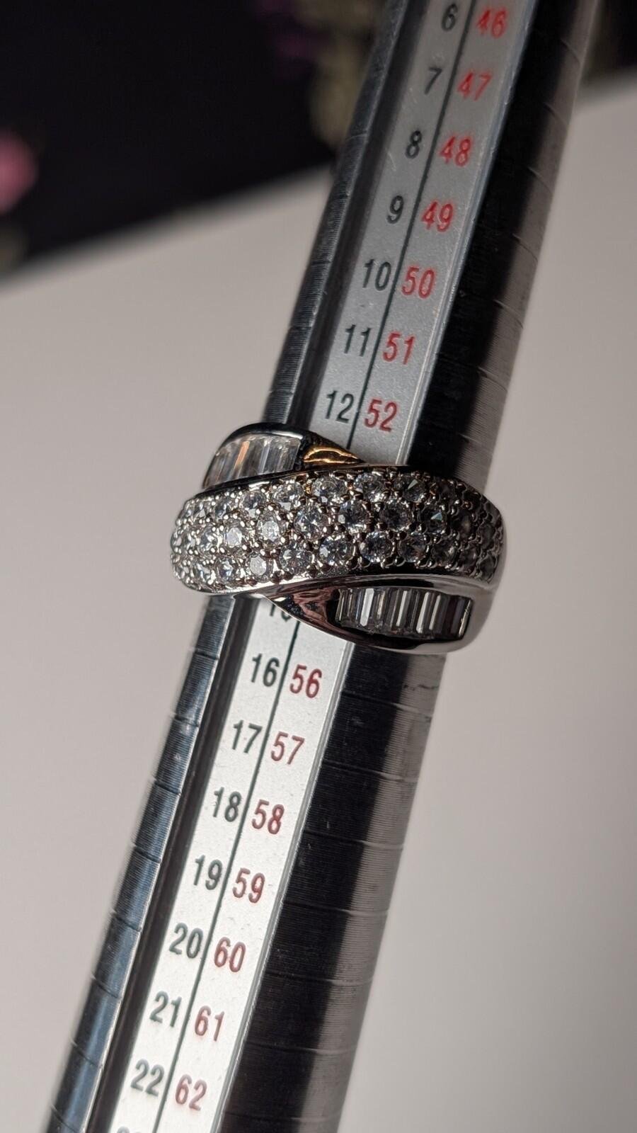 Vintage Sterling Silver DQCZ 3 Row Crossover Ring | Size N | 925 Silver - Image 9