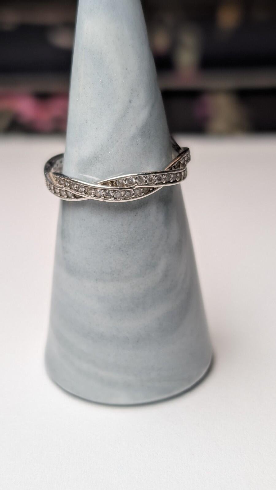 Vintage Sterling Silver Clear Gemstones Cross Ring | Size P 1/2 | 925 silver - Image 4