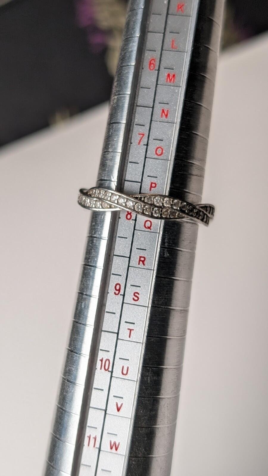 Vintage Sterling Silver Clear Gemstones Cross Ring | Size P 1/2 | 925 silver - Image 5