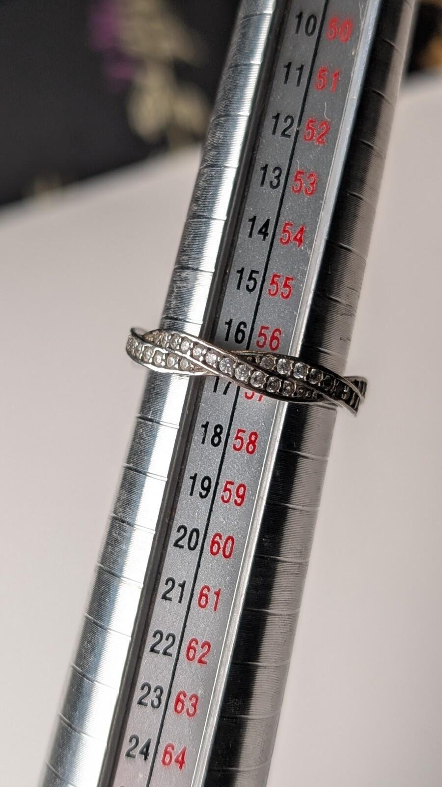 Vintage Sterling Silver Clear Gemstones Cross Ring | Size P 1/2 | 925 silver - Image 6