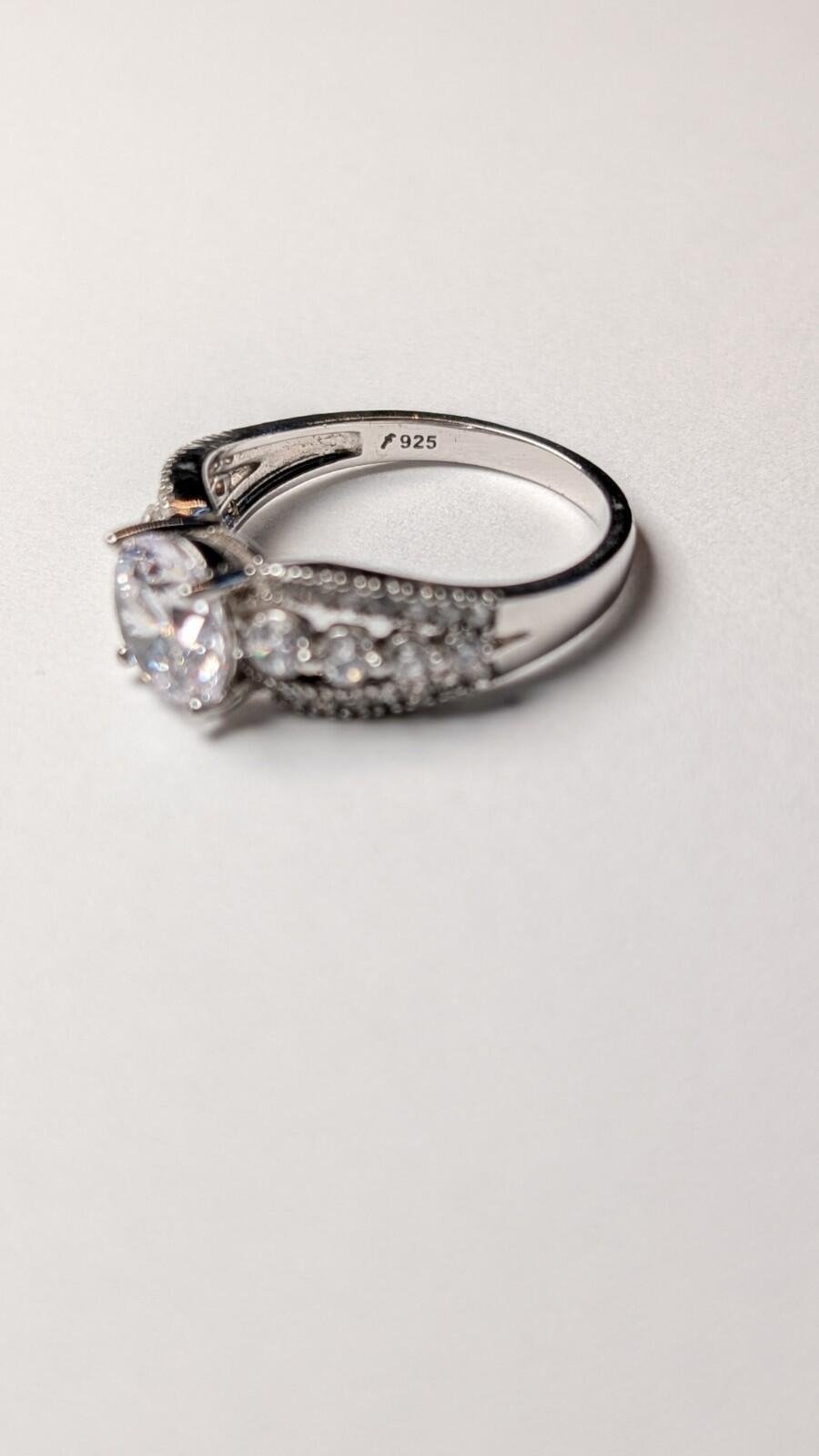 Vintage Sterling Silver Cluster Clear Gemstone Ring | Size Q 1/2 | 925 Silver - Image 2