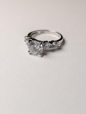 Vintage Sterling Silver Clear Gemstone 5 Stone Ring | Size L 1/2 | 925 Silver