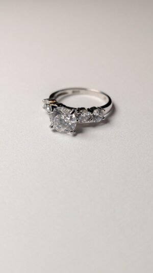 Vintage Sterling Silver Clear Gemstone 5 Stone Ring | Size L 1/2 | 925 Silver