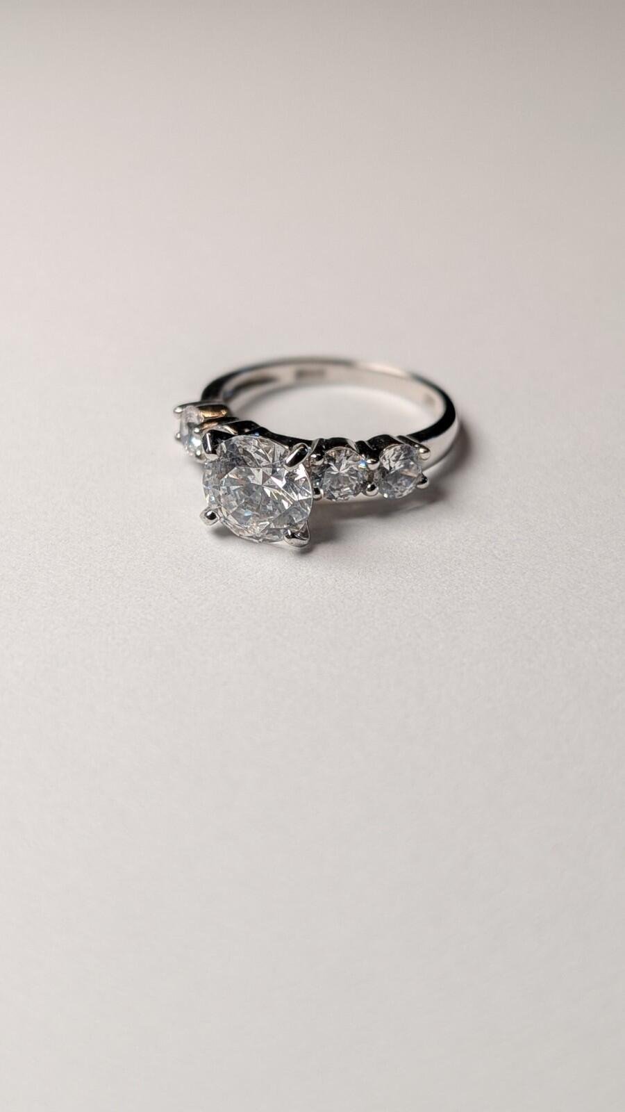 Vintage Sterling Silver Clear Gemstone 5 Stone Ring | Size L 1/2 | 925 Silver