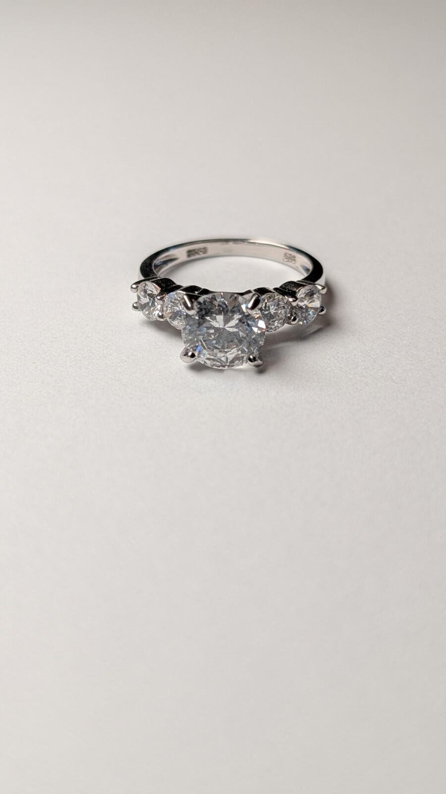 Vintage Sterling Silver Clear Gemstone 5 Stone Ring | Size L 1/2 | 925 Silver - Image 2