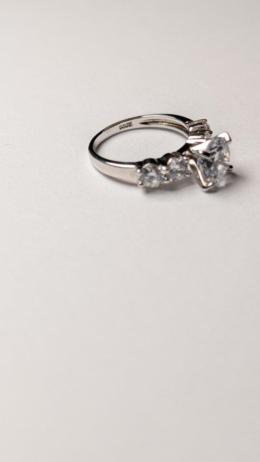 Vintage Sterling Silver Clear Gemstone 5 Stone Ring | Size L 1/2 | 925 Silver - Image 3