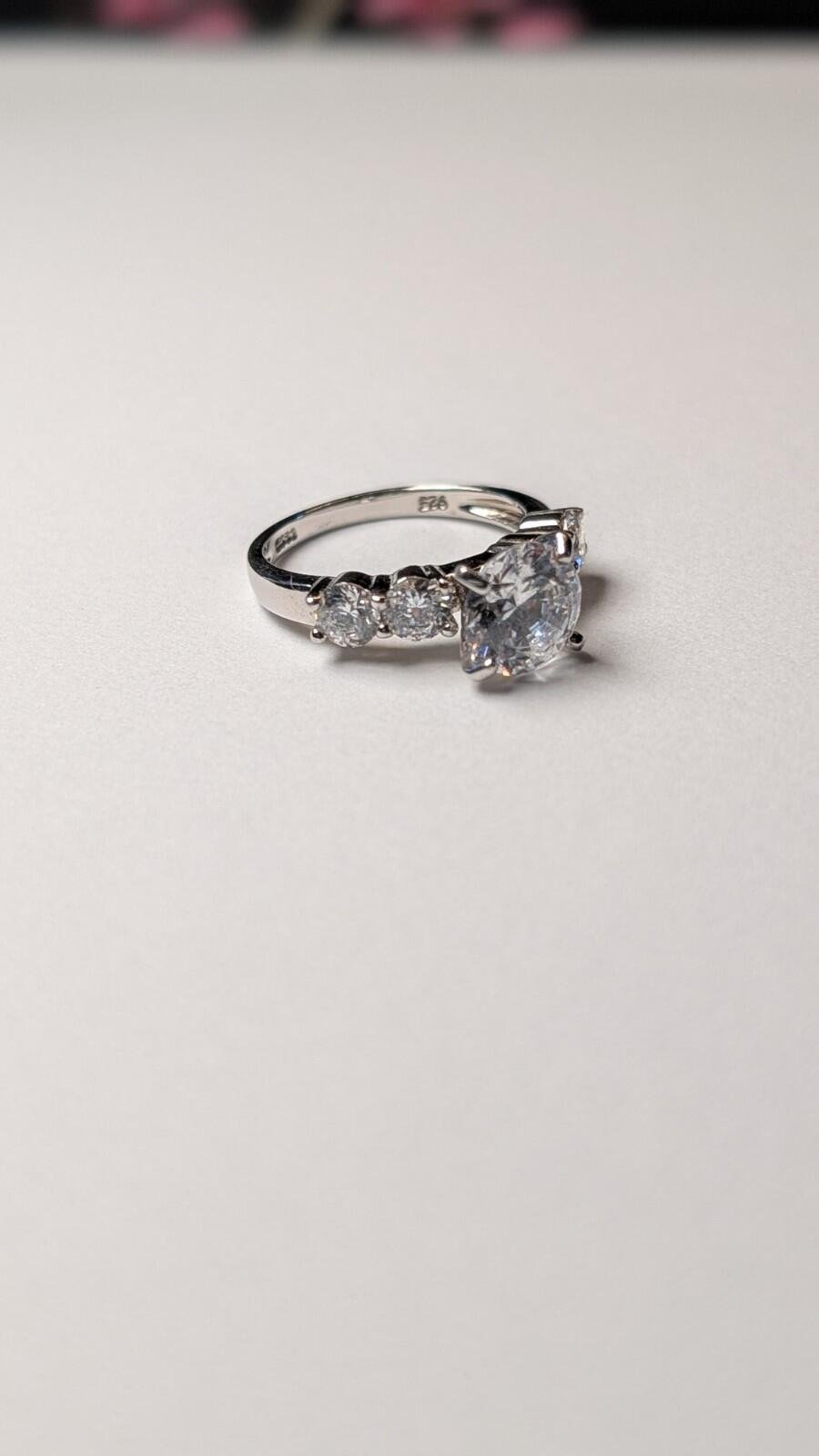 Vintage Sterling Silver Clear Gemstone 5 Stone Ring | Size L 1/2 | 925 Silver - Image 5