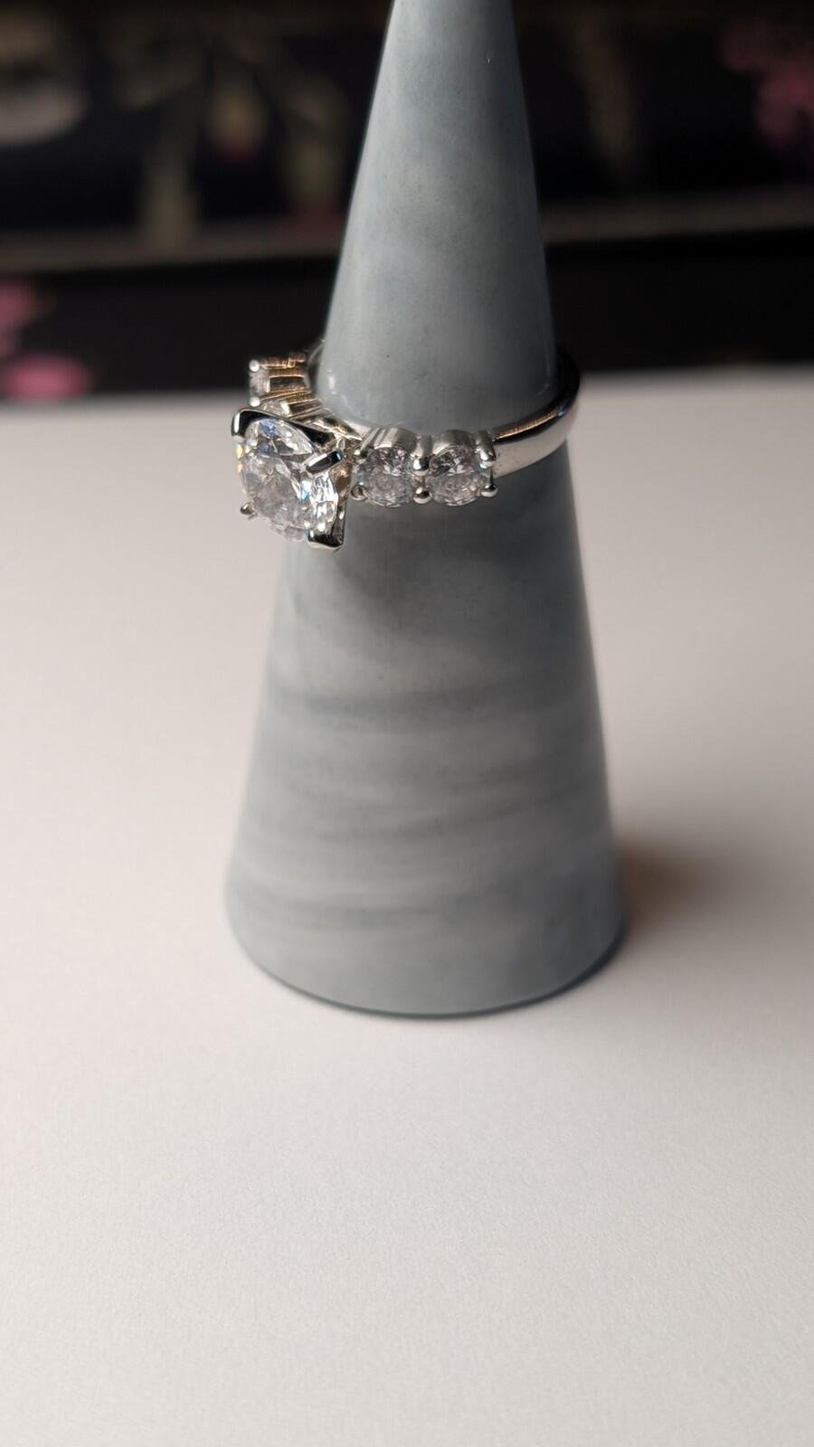 Vintage Sterling Silver Clear Gemstone 5 Stone Ring | Size L 1/2 | 925 Silver - Image 6