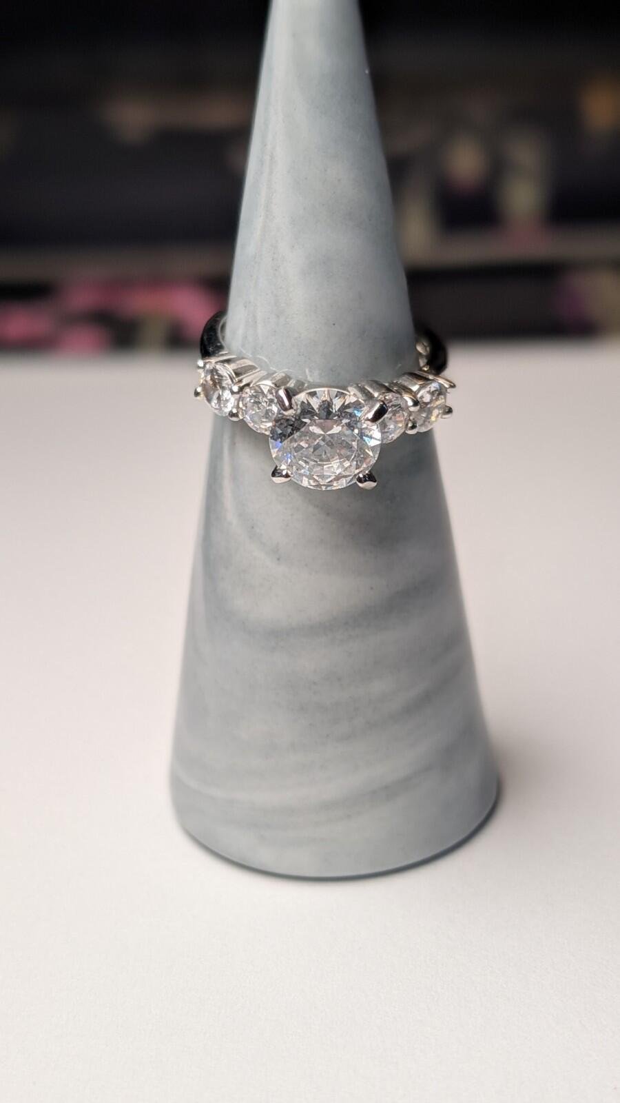 Vintage Sterling Silver Clear Gemstone 5 Stone Ring | Size L 1/2 | 925 Silver - Image 7