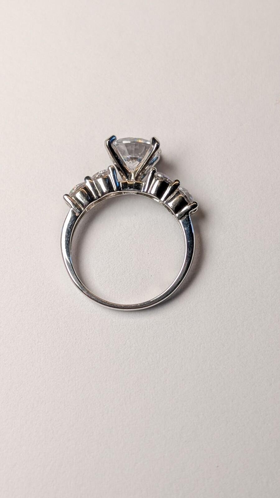 Vintage Sterling Silver Clear Gemstone 5 Stone Ring | Size L 1/2 | 925 Silver - Image 11