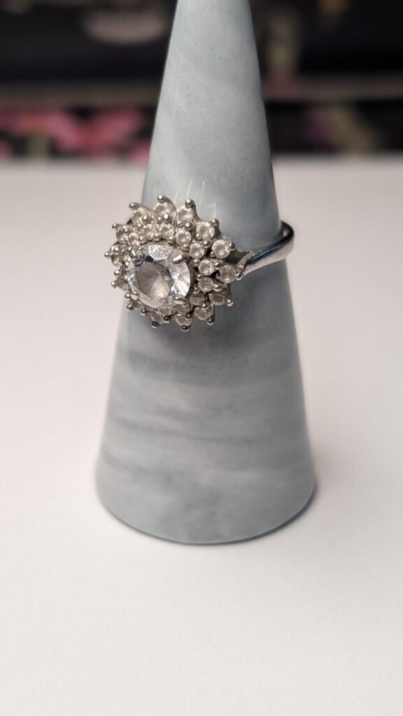 Vintage Sterling Silver Clear CZ Cluster Ring | Size P 1/2 | 925 Silver