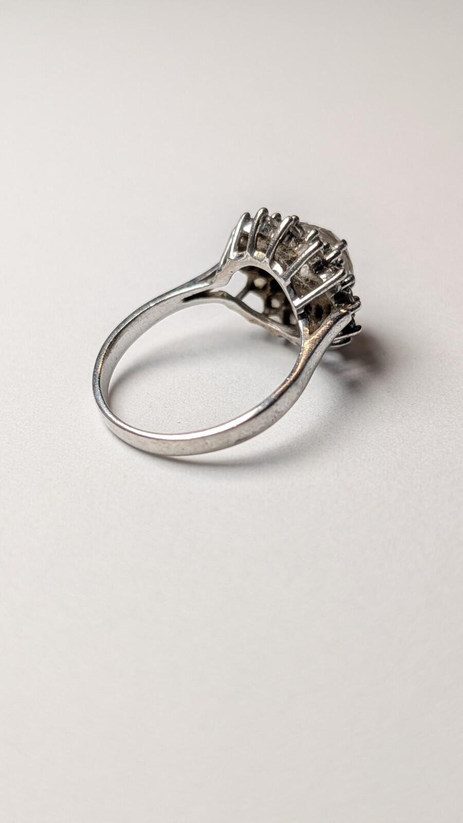 Vintage Sterling Silver Clear CZ Cluster Ring | Size P 1/2 | 925 Silver - Image 5