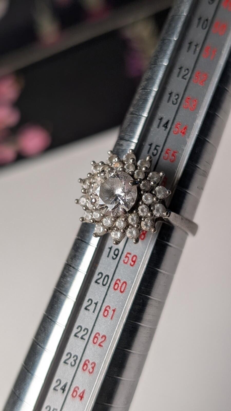 Vintage Sterling Silver Clear CZ Cluster Ring | Size P 1/2 | 925 Silver - Image 9