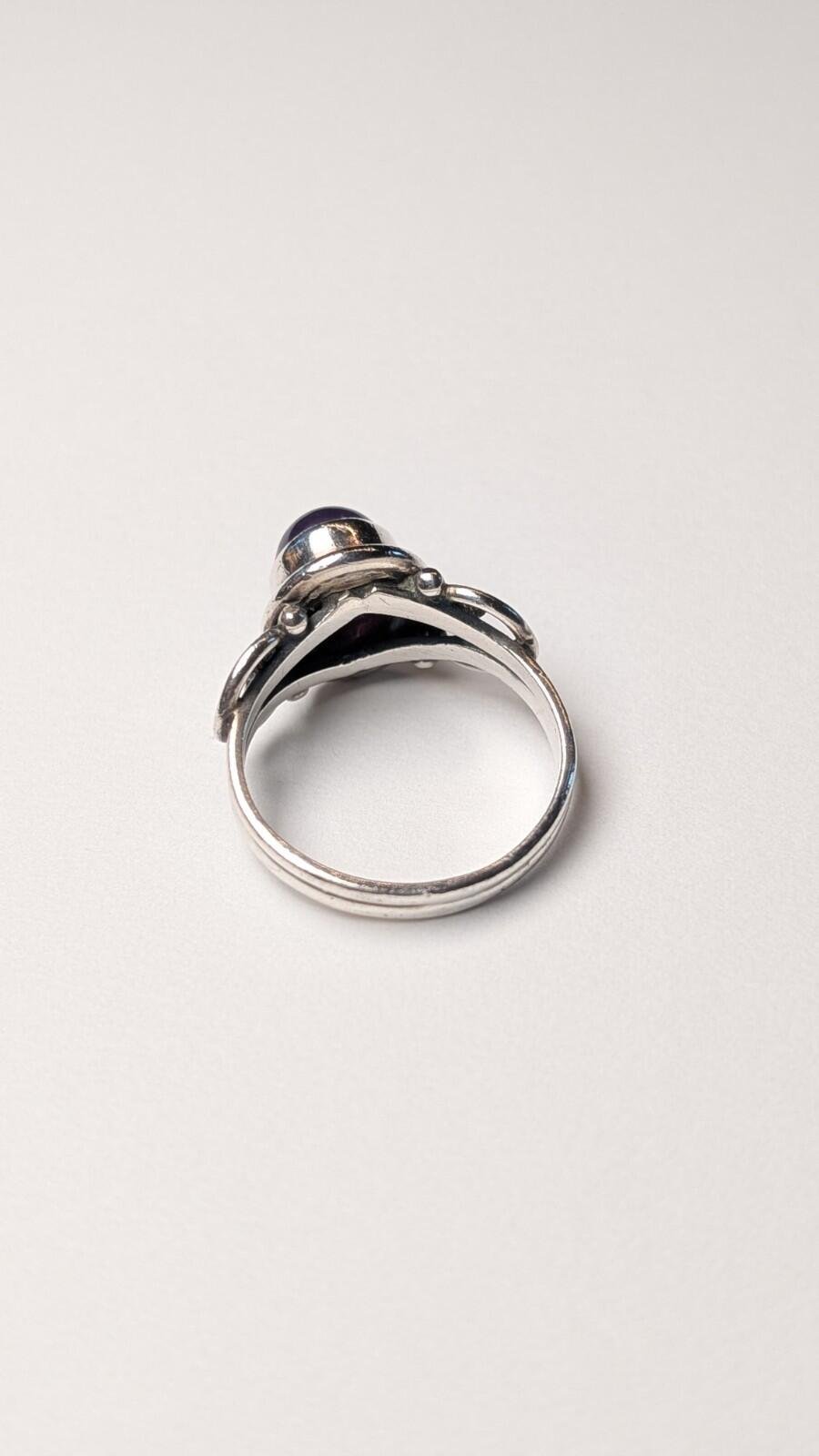 Vintage Sterling Silver Amethyst Ring | Size L 1/2 | 925 Silver Amethyst Ring - Image 2